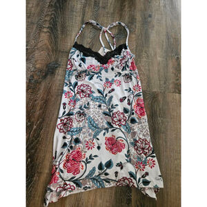 Women's Secret Treasures White Pink Blue Floral Chemise Nightgown